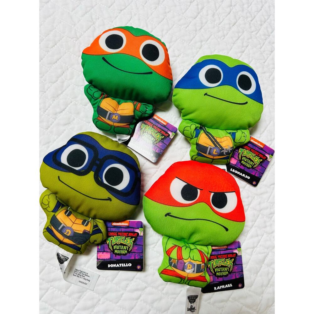 LOT of 4 NICKELODEON PLUSH TEENAGE MUTANT NINJA TURTLES /  4 1/2 inches each